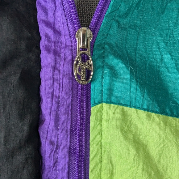 Vintage windbreaker jacket 1990s sports streetwear everyday purple geometric - Picture 4 of 6